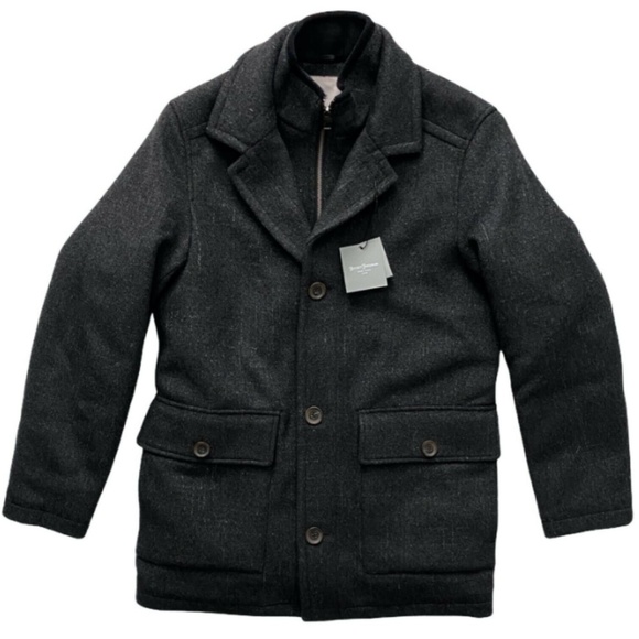 Hickey Freeman Nwt $395 Wool Blend Gray Brushstroke Lined Jacket Coat